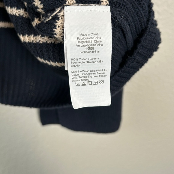 J. Crew women size XL relaxed collared sweater navy stripe cotton preppy - Picture 13 of 14